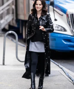Selena Gomez Black leather Coat Only Murders In The Building