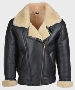 Mens Shearling Black Leather Jacket