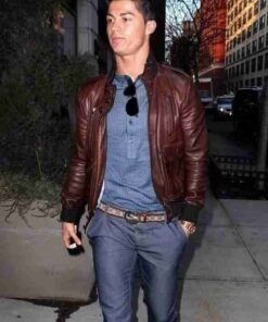 Cristiano Ronaldo Brown Bomber Jacket