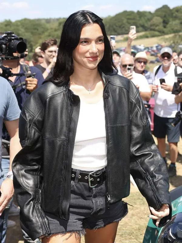 Dua Lipa Goodwood Festival 2026 Leather Jacket Dua Lipa Goodwood Festival 2026 Leather Jacket