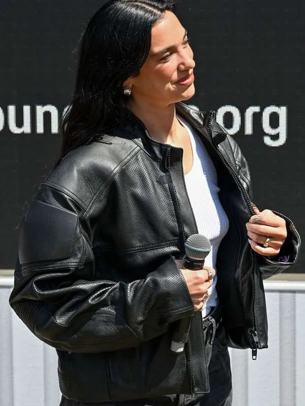 Dua Lipa Goodwood Festival 2026 Leather Jacket Dua Lipa Goodwood Festival 2026 Leather Jacket