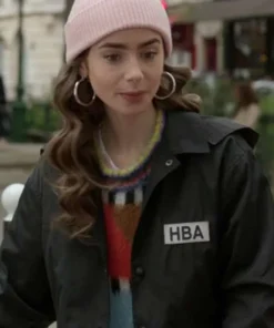 Emily In Paris HBA Logo Cropped Black Jacket