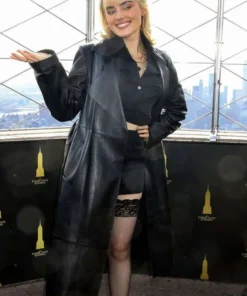 Meg Donnelly Black Leather Trench Coat