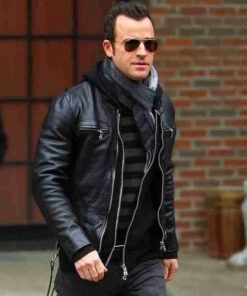 Justin Theroux Biker Style Leather Jacket