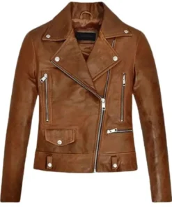 Kylie Jenner Brown Leather Biker Jacket