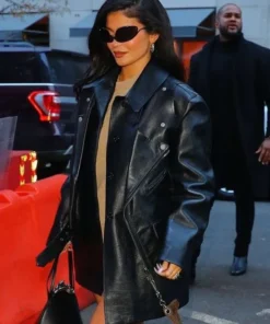Street Style Kylie Jenner Black Leather Jacket