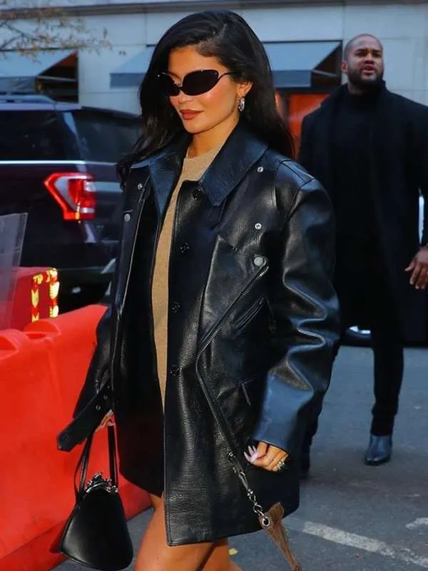 Street Style Kylie Jenner Black Leather Jacket Street Style Kylie Jenner Black Leather Jacket