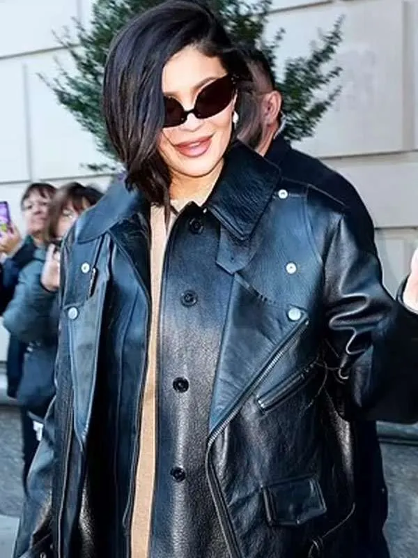 Street Style Kylie Jenner Black Leather Jacket Street Style Kylie Jenner Black Leather Jacket