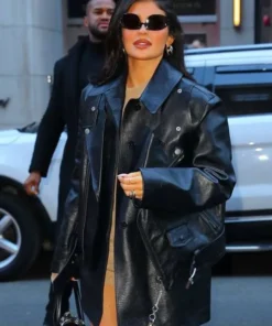 Street Style Kylie Jenner Black Leather Jacket
