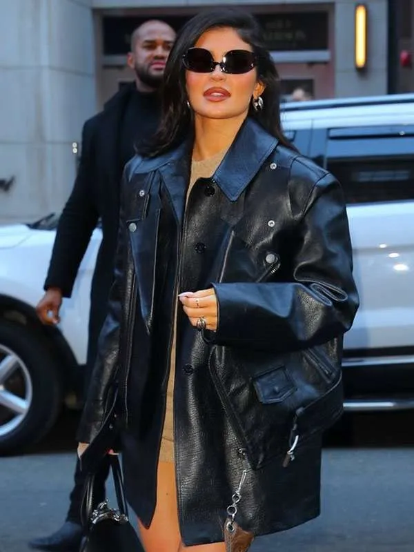 Street Style Kylie Jenner Black Leather Jacket Street Style Kylie Jenner Black Leather Jacket