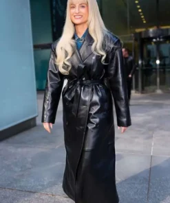 NYC Meghan Trainor Black Leather Coat