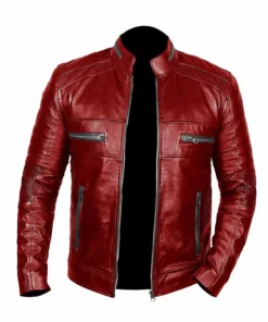 Men Johnson Red Leather Jacket
