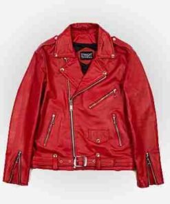 Men’s Brando Style Red Biker Jacket