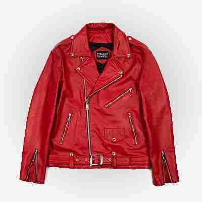 Men’s Brando Style Red Biker Jacket Men’s Brando Style Red Biker Jacket