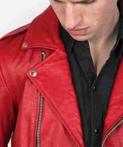 Men’s Brando Style Red Biker Jacket