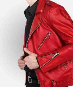 Men’s Brando Style Red Biker Jacket