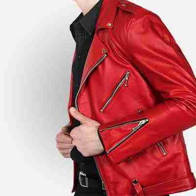 Men’s Brando Style Red Biker Jacket Men’s Brando Style Red Biker Jacket