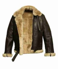 Mens FUR Aviator Flying Pilot Bomber Jacket