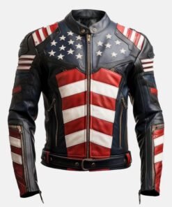 American Flag Leather Biker Jacket