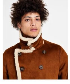 Guess men’s faux shearling overcoat