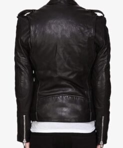 Men’s Belted Asymmetrical Motorcycle Black Leather Jacket