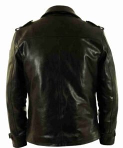 Black Leather Pea Coat