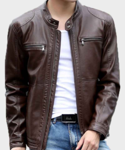 Dark Brown Mens Casual Leather Jacket