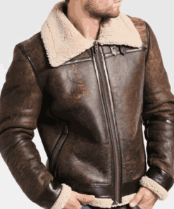 Fancher Mens Brown Aviator Jacket