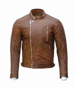 Goldtop Bobber Armoured Brown Leather Jacket