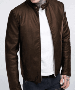 Men Slim fit Dark Brown Leather Jacket