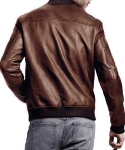 Men’s Bomber Chocolate Brown Leather Jacket
