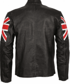 Mens British Flag Genuine Biker Leather Jacket