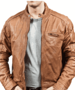 Men’s Motorcycle Vintage Soft Tan Leather Jacket