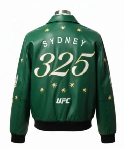 UFC 325 Rugby Green Leather Jacket