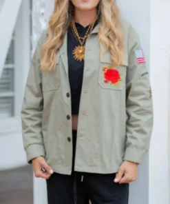 American Woman Green Cotton Jacket