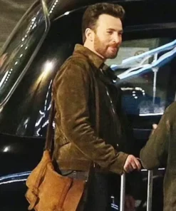 Chris Evans Ghosted Brown Leather Jacket