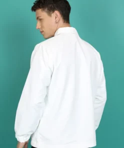 Highlander Men White Solid Bomber Jackets