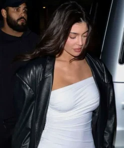 Kylie Jenner Los Angeles 2026 Black Leather Coat