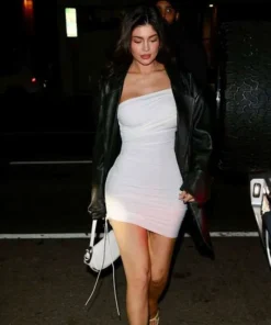 Kylie Jenner Los Angeles 2026 Black Leather Coat
