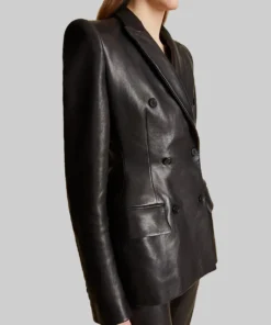 Lori Harvey Black Leather Blazer