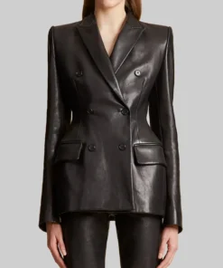 Lori Harvey Black Leather Blazer
