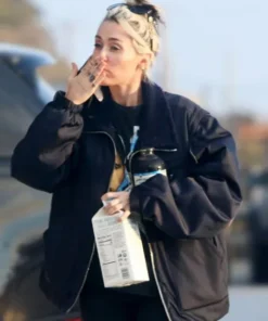 Miley Cyrus Black Bomber Jacket