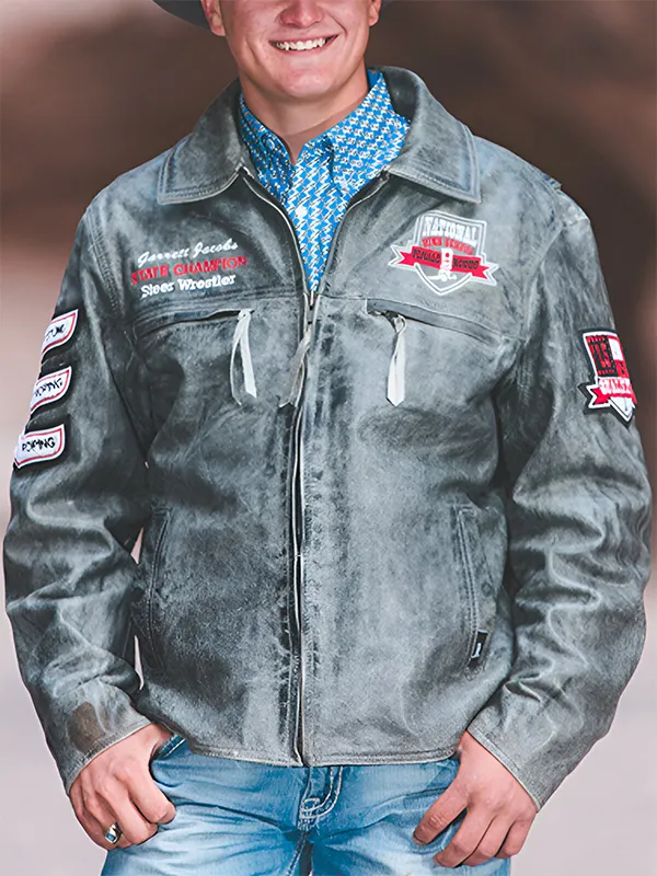 NHSRA Steer Wrestler Distressed Leather Jacket NHSRA Steer Wrestler Distressed Leather Jacket