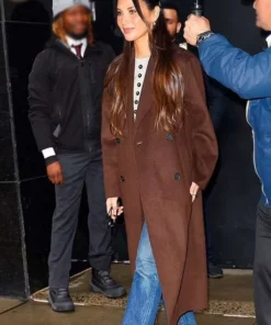 Olivia Munn GMA Studios Brown Coat