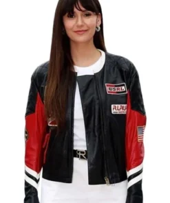 Nina Dobrev Paris Olympics 2025 Leather Jacket