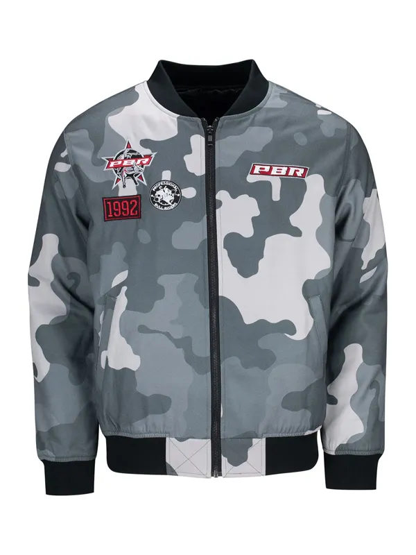 Professional Bull Riders Camo Bomber Jacket Professional Bull Riders Camo Bomber Jacket