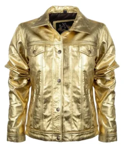 Rodeo Vegas Gold Metallic Leather Jacket