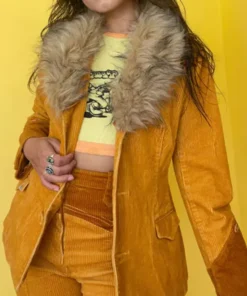 Rodeo Western Cowgirl Brown Corduroy Blazer Jacket