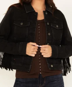 Rodeo Women Outlaw Black Fringe Trucker Jacket