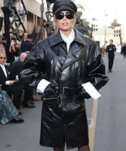 Miley Cyrus 2026 Black Leather Coat